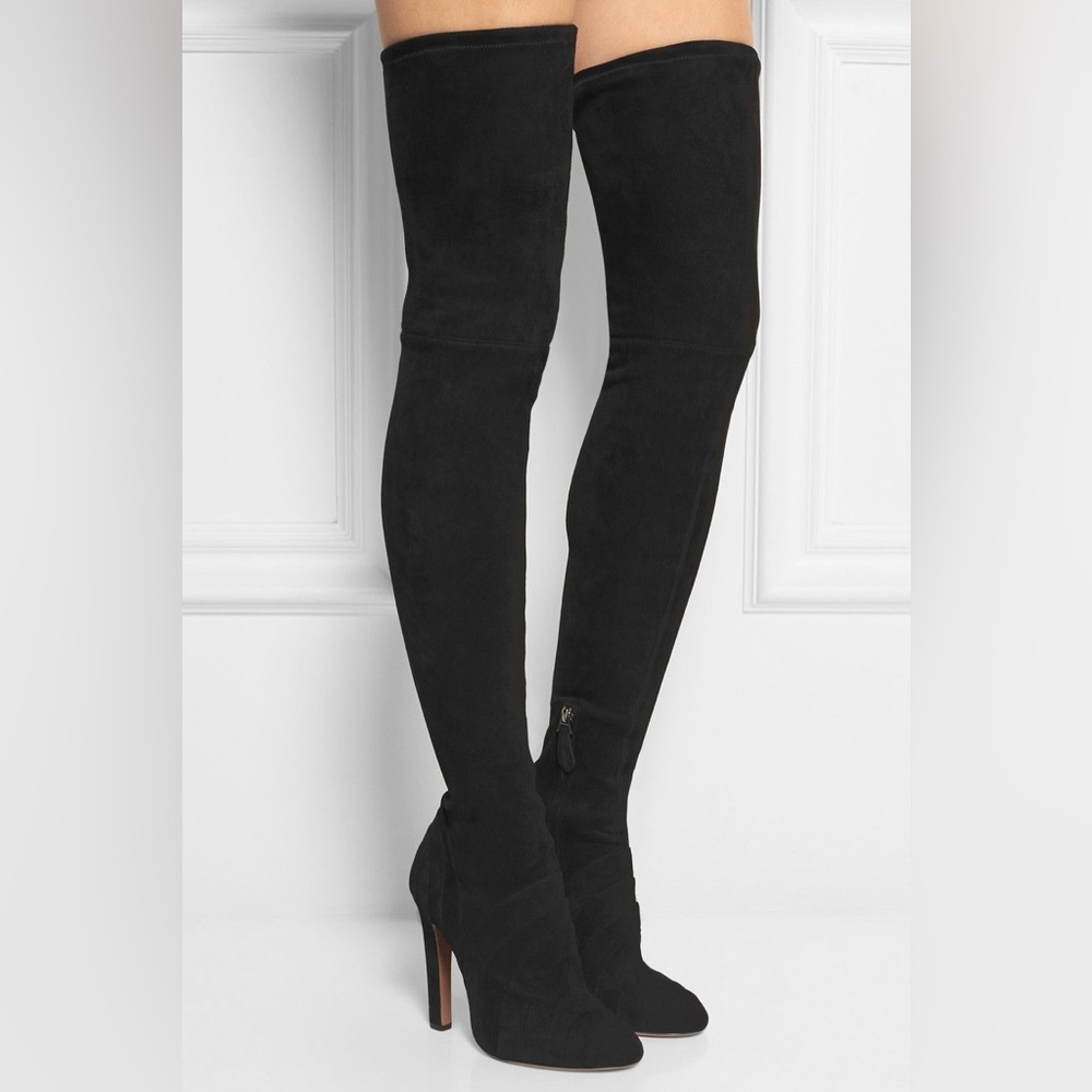 ALAÏA over knee stretch Suede Boots Black SZ36.5